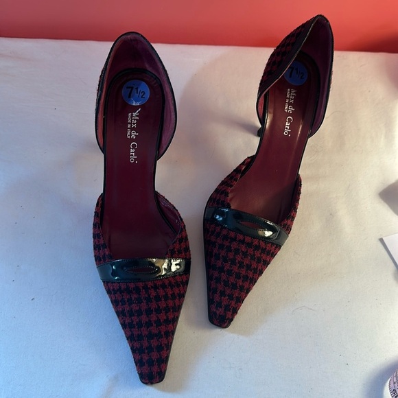Max de Carlo red and black cloth Heels size 7.5 - Picture 1 of 5